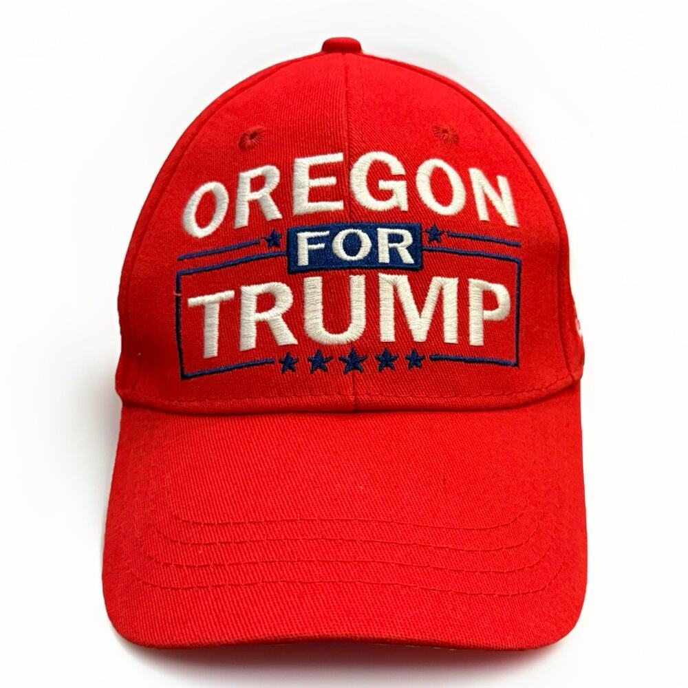 Oregon For Trump Red MAGA 45 Make America Great Again US Flag Strapback Hat Cap